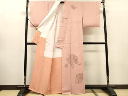 平和屋着物▼中国三大刺繍 スワトウ刺繍 汕頭刺繍 相良刺繍 総刺繍 訪問着 御所車花文 金銀糸 さが美扱い 正絹 逸品 未使用 DABL2102fe
