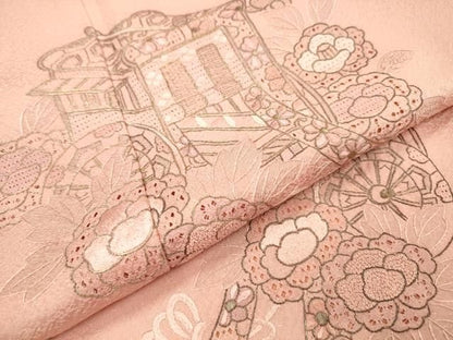平和屋着物▼中国三大刺繍 スワトウ刺繍 汕頭刺繍 相良刺繍 総刺繍 訪問着 御所車花文 金銀糸 さが美扱い 正絹 逸品 未使用 DABL2102fe
