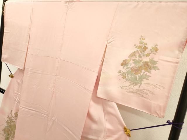 平和屋着物▼訪問着　御所車花文　暈し染　金銀彩　やまと誂製　正絹　逸品　DABL2103fe