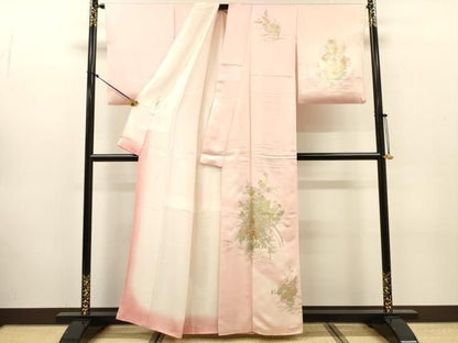 平和屋着物▼訪問着　御所車花文　暈し染　金銀彩　やまと誂製　正絹　逸品　DABL2103fe