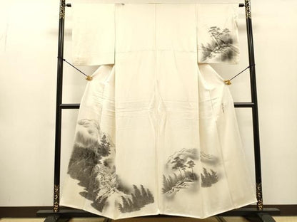 平和屋着物▼訪問着　作家物　手描き　風景文　正絹　逸品　DABL2104fe