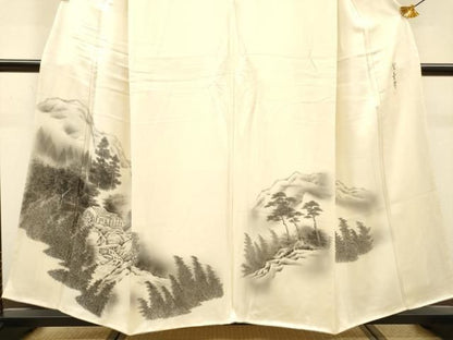 平和屋着物▼訪問着　作家物　手描き　風景文　正絹　逸品　DABL2104fe