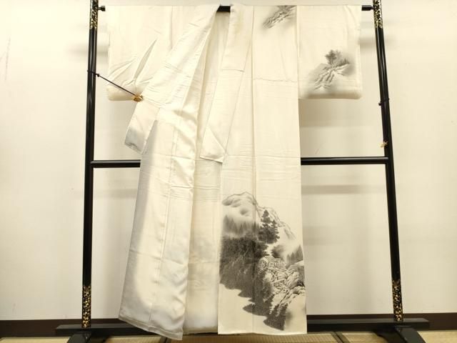 平和屋着物▼訪問着　作家物　手描き　風景文　正絹　逸品　DABL2104fe
