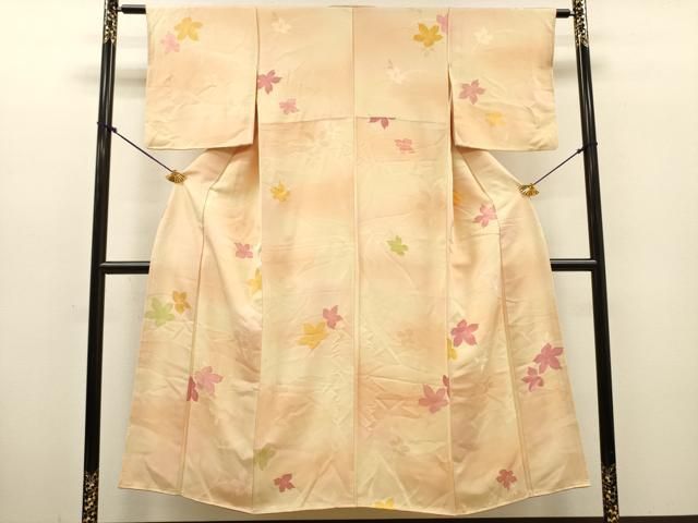 平和屋着物▼上質な小紋　地紋起こし　舞花文　暈し染　正絹　逸品　DABL2107fe