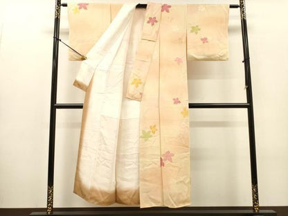 平和屋着物▼上質な小紋　地紋起こし　舞花文　暈し染　正絹　逸品　DABL2107fe