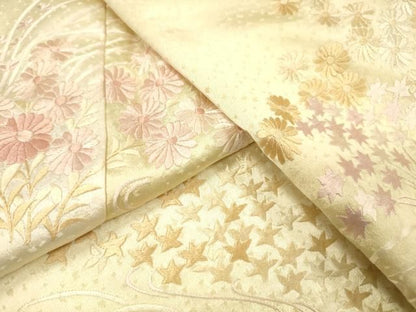 平和屋着物▼訪問着　総刺繍　草花　暈し染　正絹　逸品　DABL2108fe