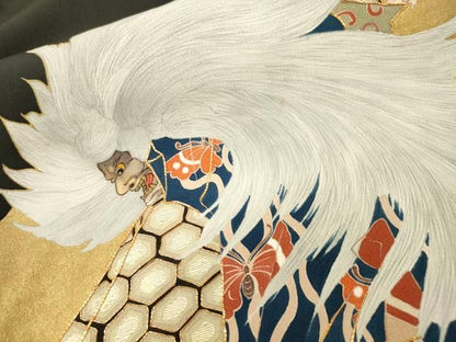 平和屋着物▼豪華黒留袖　作家物　手描き　歌舞伎　金彩　正絹　逸品　DABL2110fe