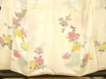 平和屋着物▼小振袖　二尺袖　手描き　枝花　暈し染　正絹　逸品　DABL2117fe