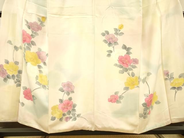 平和屋着物▼小振袖　二尺袖　手描き　枝花　暈し染　正絹　逸品　DABL2117fe