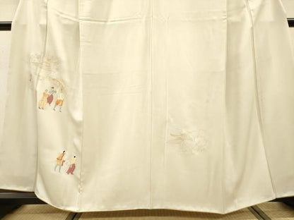 平和屋着物▼訪問着　総刺繍　人物文　正絹　逸品　DABL2120fe