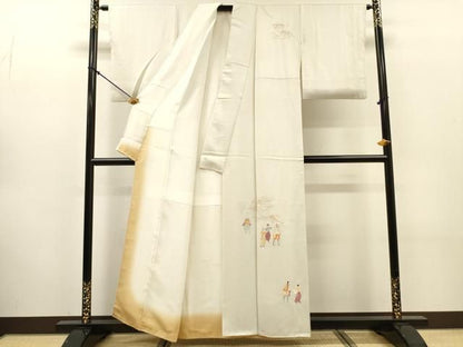 平和屋着物▼訪問着　総刺繍　人物文　正絹　逸品　DABL2120fe