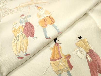 平和屋着物▼訪問着　総刺繍　人物文　正絹　逸品　DABL2120fe