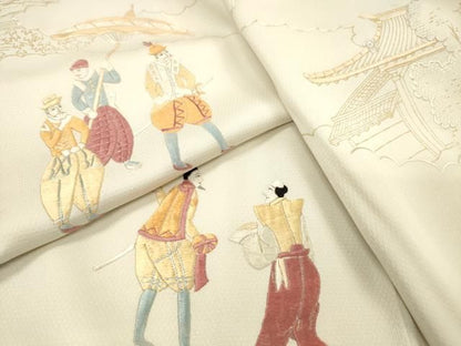 平和屋着物▼訪問着　総刺繍　人物文　正絹　逸品　DABL2120fe