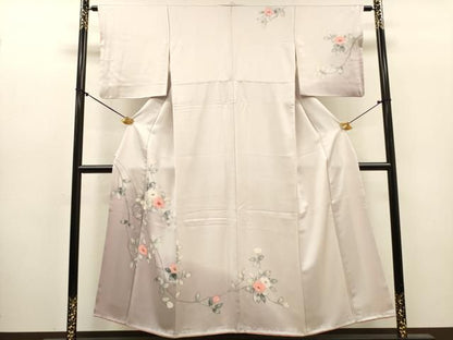 平和屋着物▼訪問着　手描き　枝花　暈し染　正絹　逸品　DABL2121fe