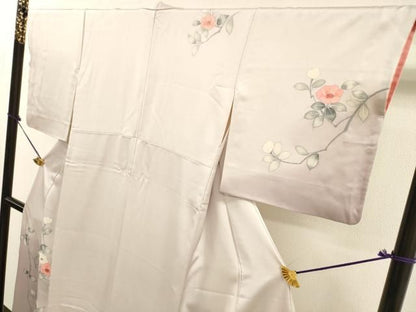 平和屋着物▼訪問着　手描き　枝花　暈し染　正絹　逸品　DABL2121fe