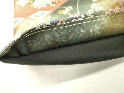 平和屋着物▼六通柄袋帯　唐織　松皮花の丸紋　金糸　引箔　正絹　逸品　DABL2131fe