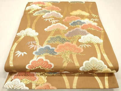 平和屋着物▼六通柄袋帯　唐織　立涌松文　金糸　正絹　逸品　DABL2156fe