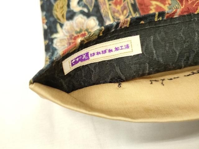 平和屋着物▼両面　全通柄袋帯　花鳥更紗唐草文　金彩　さが美扱い　正絹　逸品　DABL2163fe