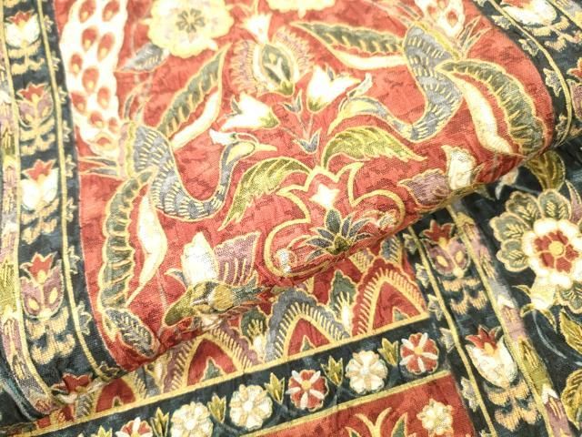 平和屋着物▼両面　全通柄袋帯　花鳥更紗唐草文　金彩　さが美扱い　正絹　逸品　DABL2163fe