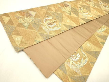 平和屋着物▼六通柄袋帯　唐織　金華山織　鳳凰鱗文　金糸　正絹　逸品　DABL2170fe