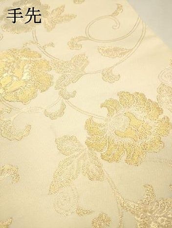 平和屋着物▼六通柄　本袋帯　花唐草文　金糸　正絹　逸品　DABL2174fe