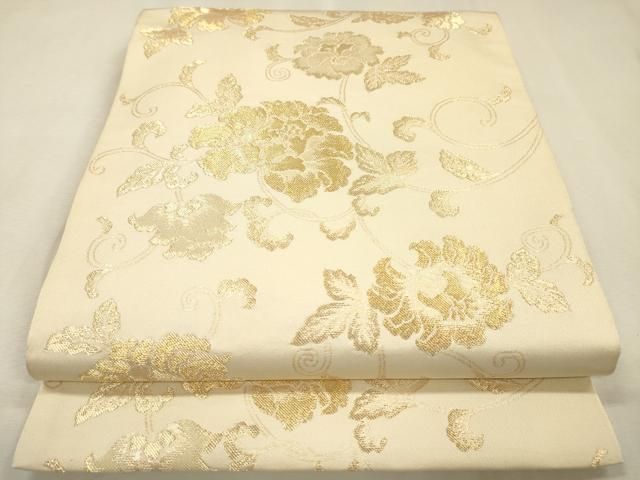 平和屋着物▼六通柄　本袋帯　花唐草文　金糸　正絹　逸品　DABL2174fe
