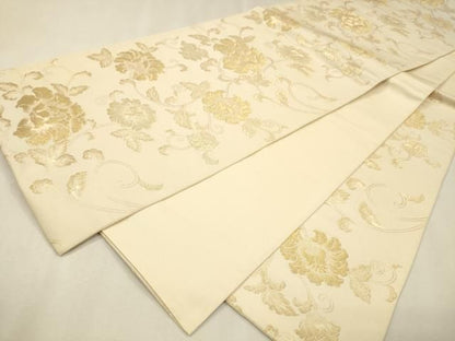 平和屋着物▼六通柄　本袋帯　花唐草文　金糸　正絹　逸品　DABL2174fe