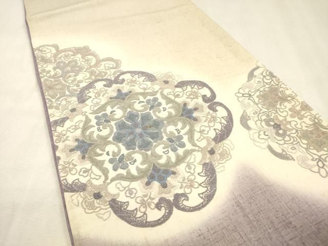 平和屋着物▼中国三大刺繍　相良刺繍　総刺繍　太鼓柄袋帯　紬地　正倉院　正絹　逸品　DABL2176fe