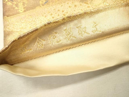 平和屋着物▼六通柄袋帯　正倉院裂取文　金糸　正絹　逸品　DABL2180fe
