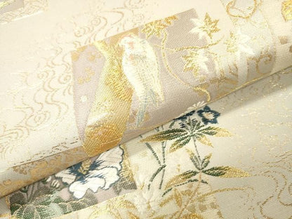 平和屋着物▼六通柄袋帯　唐織　花冠風韻　金糸　正絹　逸品　DABL2184fe