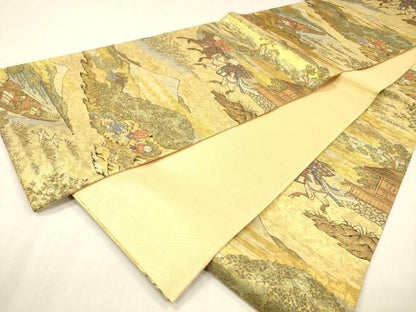 平和屋着物▼西陣　佐賀錦　六通柄袋帯　北斎名画集　金銀糸　正絹　逸品　DABL2192fe
