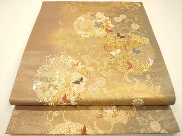 平和屋着物▼西陣　とみや織物謹製　とみや帯　六通柄袋帯　王華珠宝文　研き出し箔　引箔　正絹　逸品　DABL2196fe