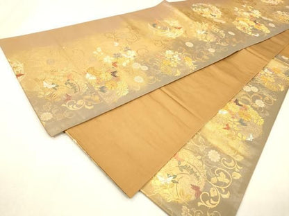 平和屋着物▼西陣　とみや織物謹製　とみや帯　六通柄袋帯　王華珠宝文　研き出し箔　引箔　正絹　逸品　DABL2196fe