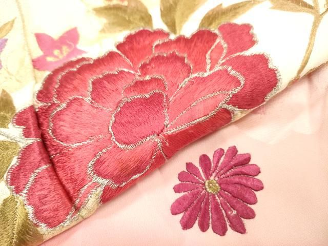 平和屋着物▼豪華振袖　総刺繍　草花　暈し染　金糸　正絹　逸品　DABL2213fe