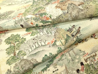 平和屋着物▼上質な小紋　人物風景文　金彩　正絹　逸品　DABL2219fe