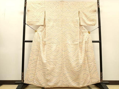 平和屋着物▼上質な小紋　総絞り　流水文　正絹　逸品　DABL2220fe
