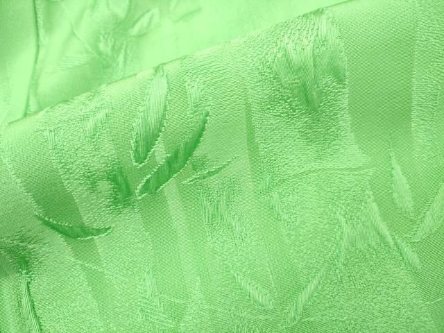 平和屋着物▼上質な色無地　笹竹地紋　浅緑色　正絹　逸品　未使用　DABL2223fe
