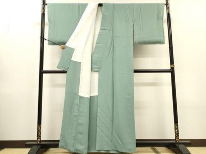 平和屋着物▼上質な色無地　千草鼠色　正絹　逸品　DABL2227fe