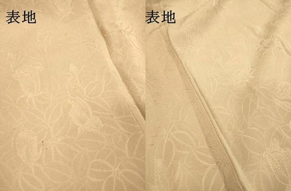 平和屋着物▼無地絵羽訪問着　草花地紋　白茶色　正絹　逸品　DABL2228fe