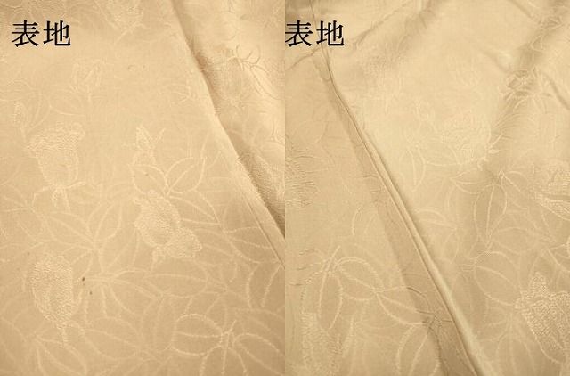 平和屋着物▼無地絵羽訪問着　草花地紋　白茶色　正絹　逸品　DABL2228fe