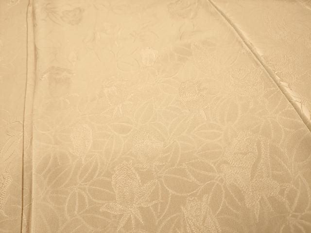 平和屋着物▼無地絵羽訪問着　草花地紋　白茶色　正絹　逸品　DABL2228fe