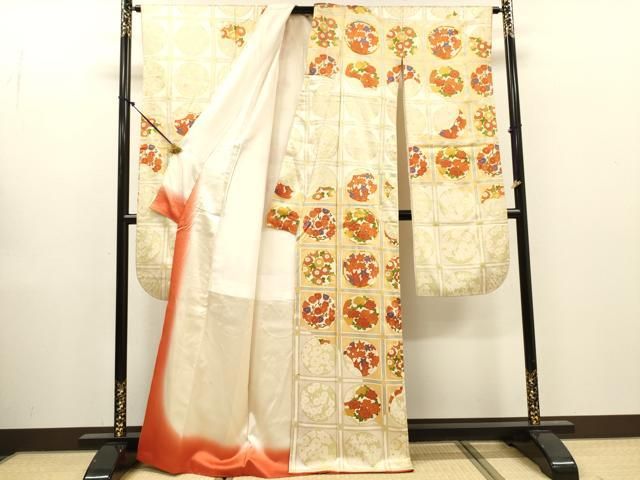 平和屋着物▼豪華振袖　駒刺繍　花丸文　金彩　正絹　逸品　DABL2235fe