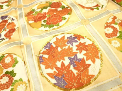 平和屋着物▼豪華振袖　駒刺繍　花丸文　金彩　正絹　逸品　DABL2235fe