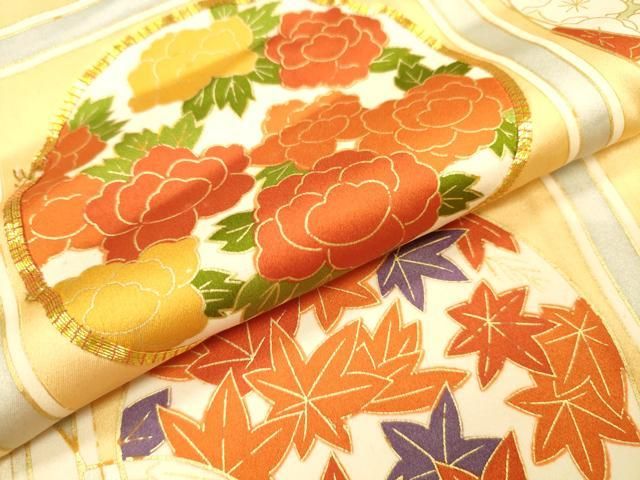 平和屋着物▼豪華振袖　駒刺繍　花丸文　金彩　正絹　逸品　DABL2235fe