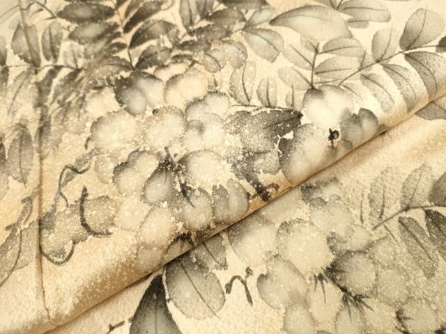 平和屋着物▼訪問着　手描き　枝花　暈し染　正絹　逸品　DABL2240fe