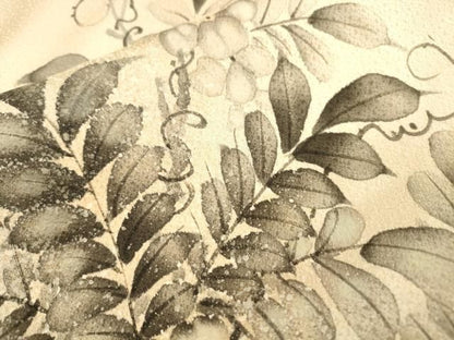 平和屋着物▼訪問着　手描き　枝花　暈し染　正絹　逸品　DABL2240fe