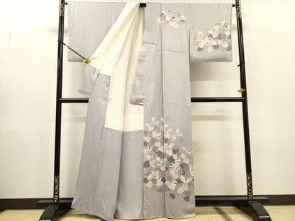 平和屋着物▼訪問着　作家物　手描き　草花　正絹　逸品　DABL2242fe