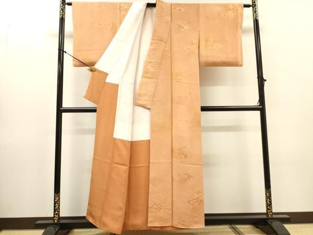 平和屋着物▼上質な小紋　地紋起こし　雲取り草花　暈し染　正絹　逸品　DABL2245fe