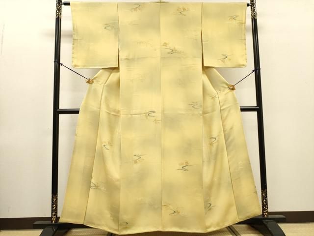 平和屋着物▼上質な小紋　地紋起こし　風景文　暈し染　正絹　逸品　DABL2249fe