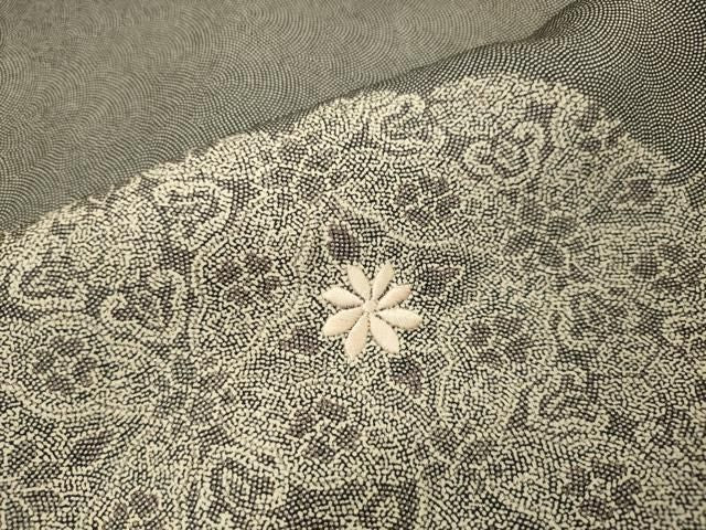 平和屋着物▼江戸小紋　訪問着　単衣　刺繍　道長花文　正絹　逸品　DABL2250fe